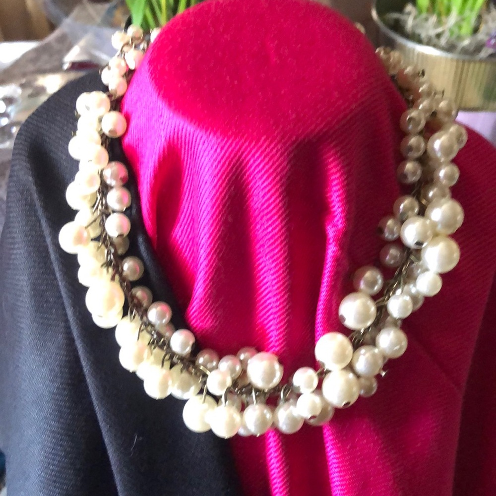 Vintage Mix it Simulated Pearl Collar Necklace